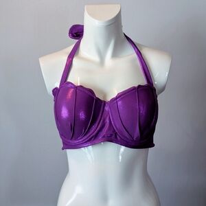 Disney Seashell Women's Purple Halter Size XL Bikini Top